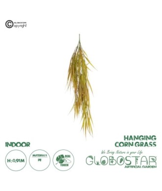 GloboStar® Artificial Garden HANGING CORN GRASS 20824 Τεχνητό Διακοσμητικό Κρεμαστό κλαδί Καλαμπόκι Μ23 x Π10 x Υ91cm